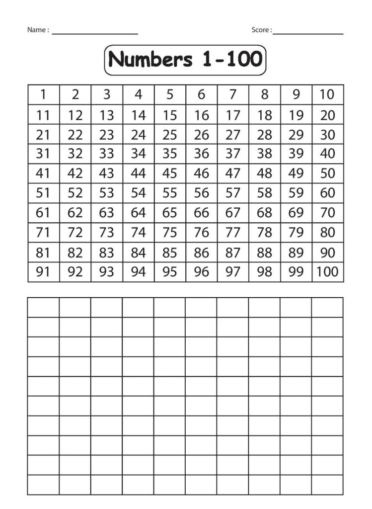 Printable Numbers 1 100 Worksheets Printable Worksheets