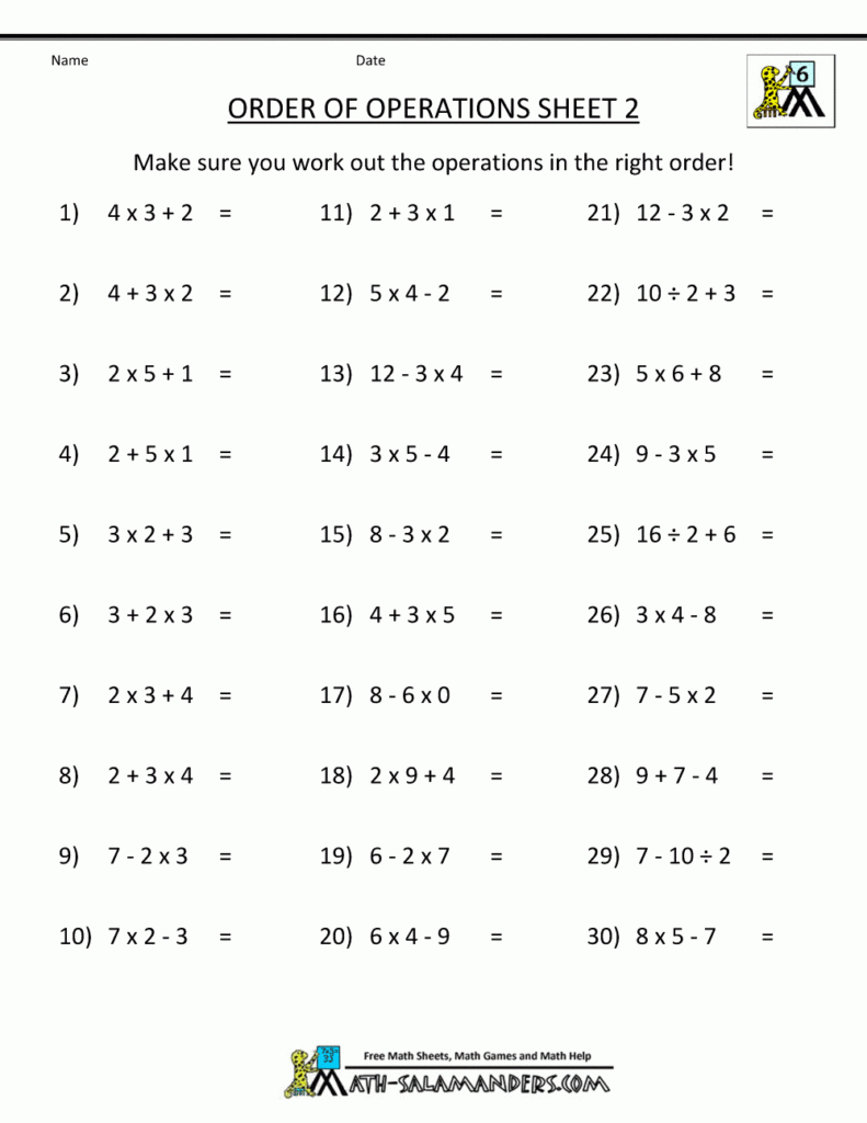 Printable Pemdas Worksheets Peggy Worksheets