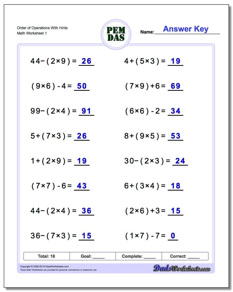 Printable Pemdas Worksheets Peggy Worksheets