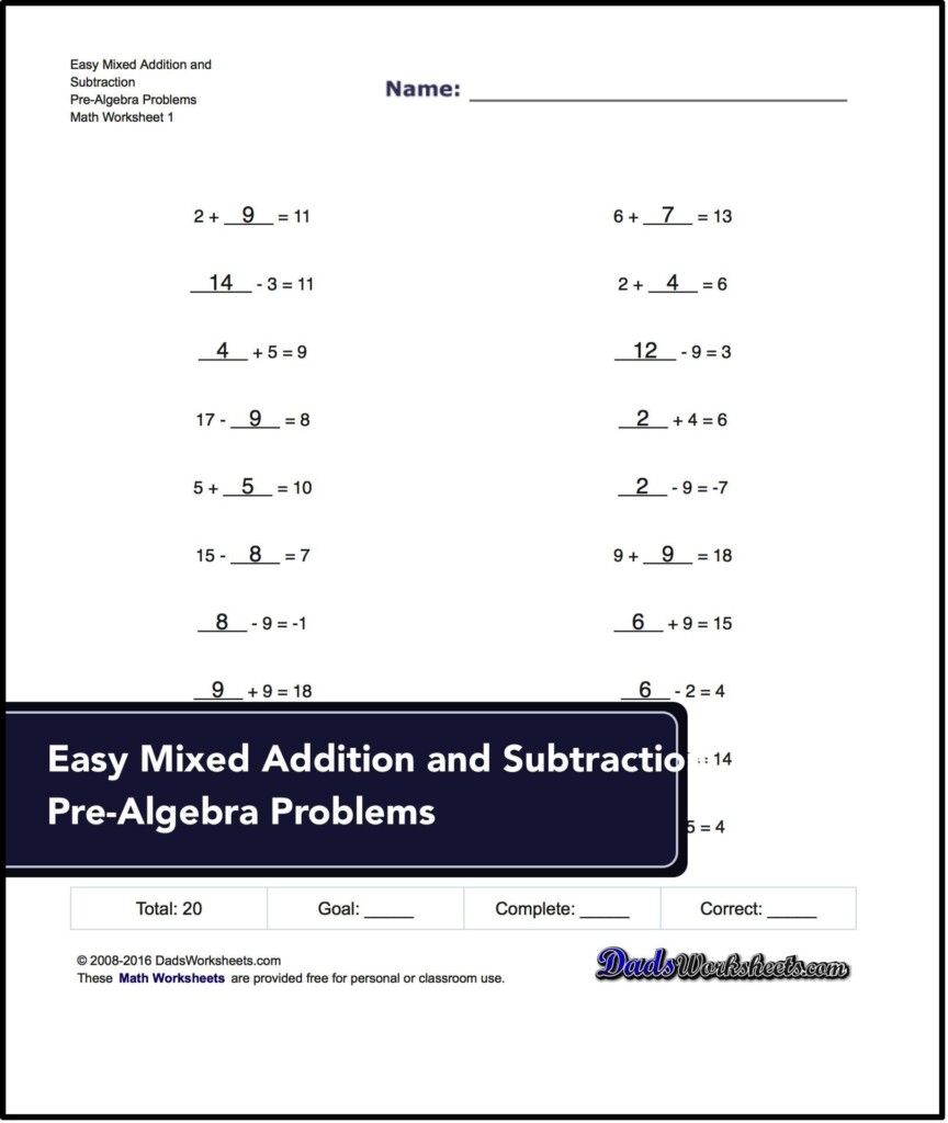 Printable Pre Algebra Worksheets Printable Worksheets