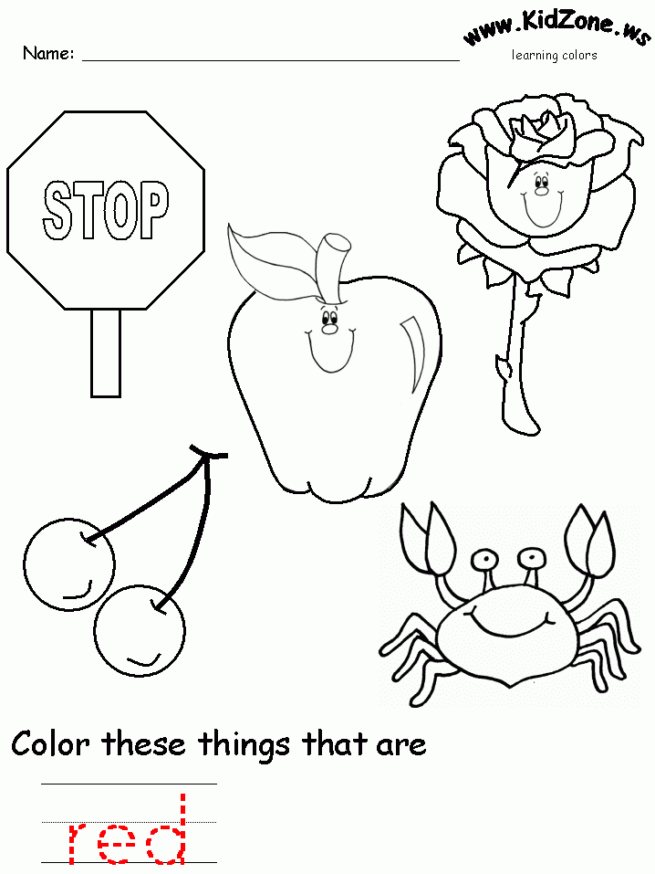 Printable Preschool Worksheets Color Red