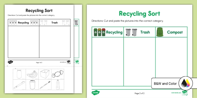 Printable Recycling Sorting Activity Worksheet Printa Vrogue co