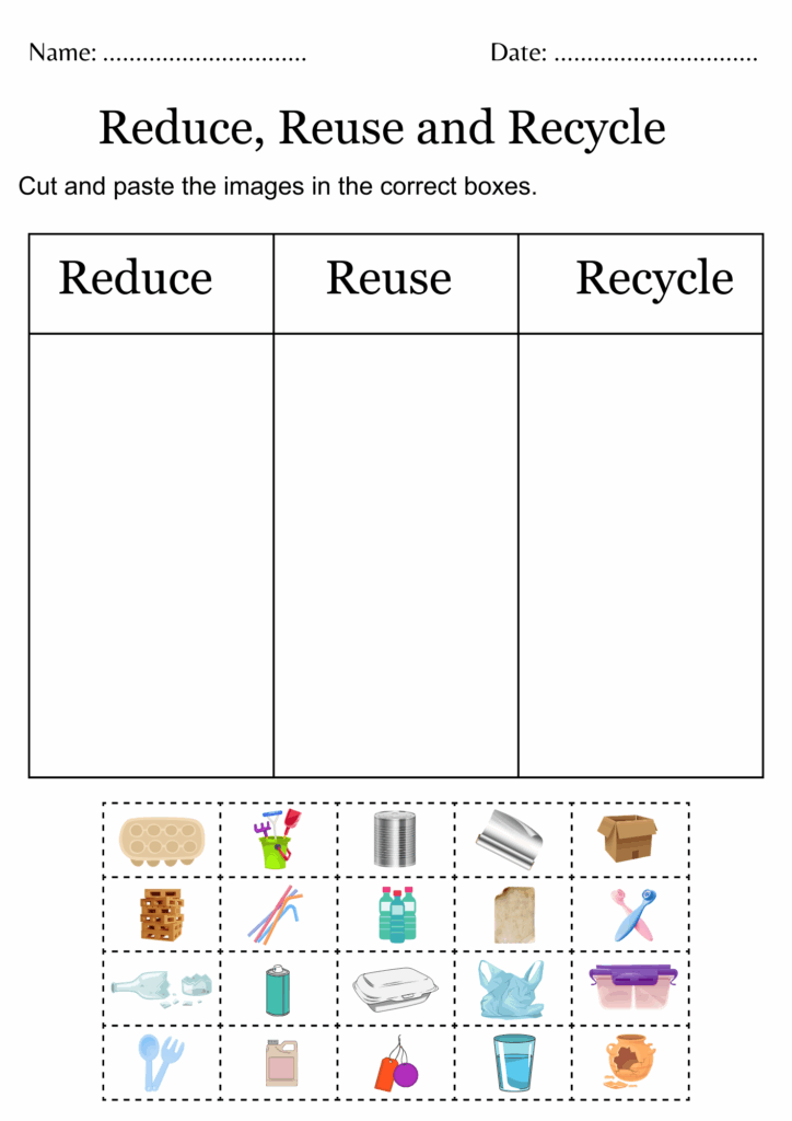 Printable Reduce Reuse Recycle Worksheets For Kindergarten Made By 