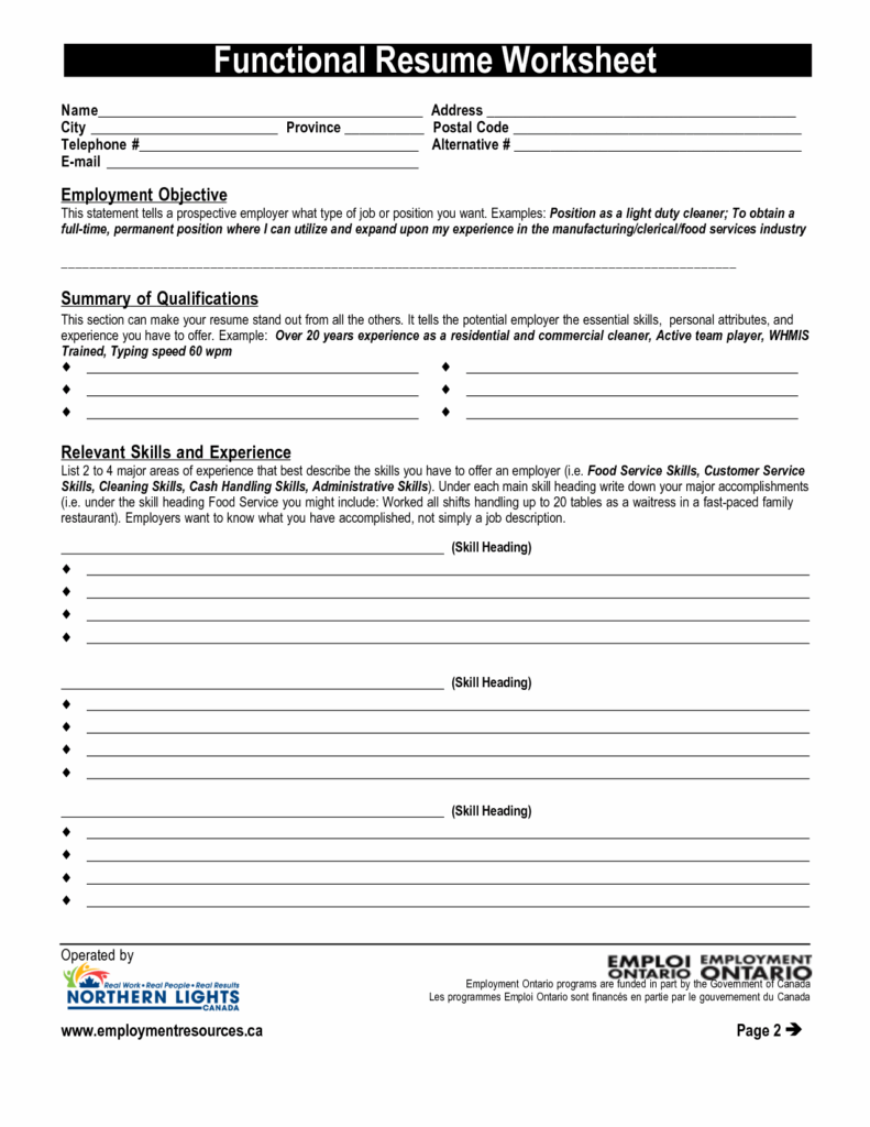 Printable Resume Builder Worksheet Printable Worksheets
