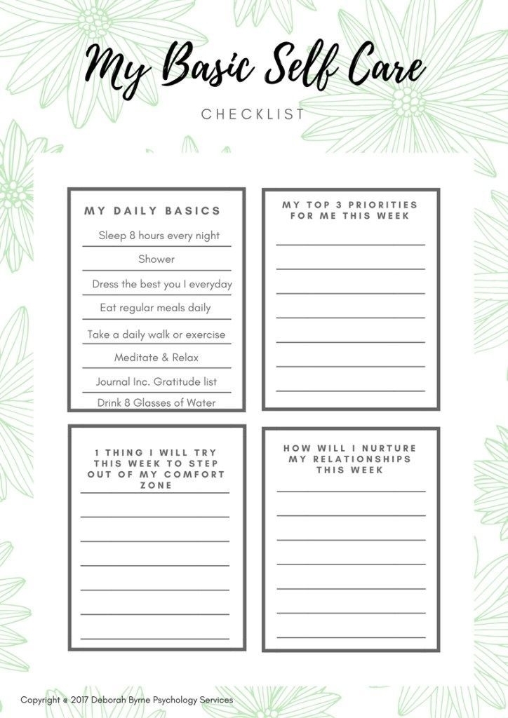 Printable Self Care Plan Worksheets Printable Worksheets