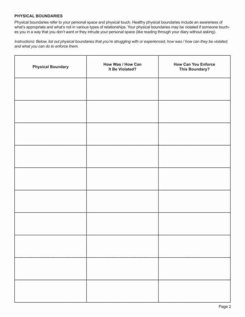 Printable Setting Boundaries Worksheet Printable Calendar