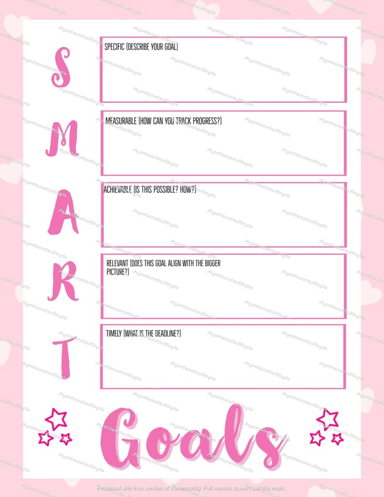 Printable Smart Goals Worksheet