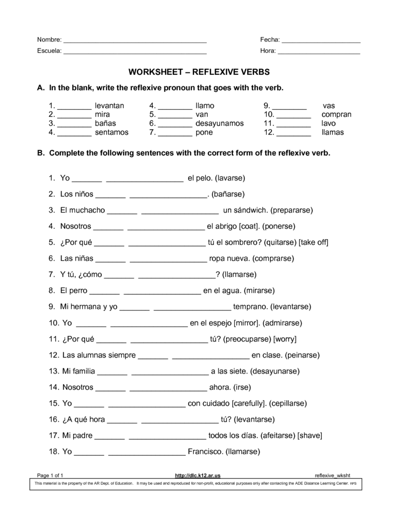Spanish Lessons Homework Printable Spanish Worksheets - easyworksheetprint.com