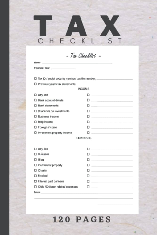 Printable Tax Prep Checklist Tax Return Organizer Financial Etsy 