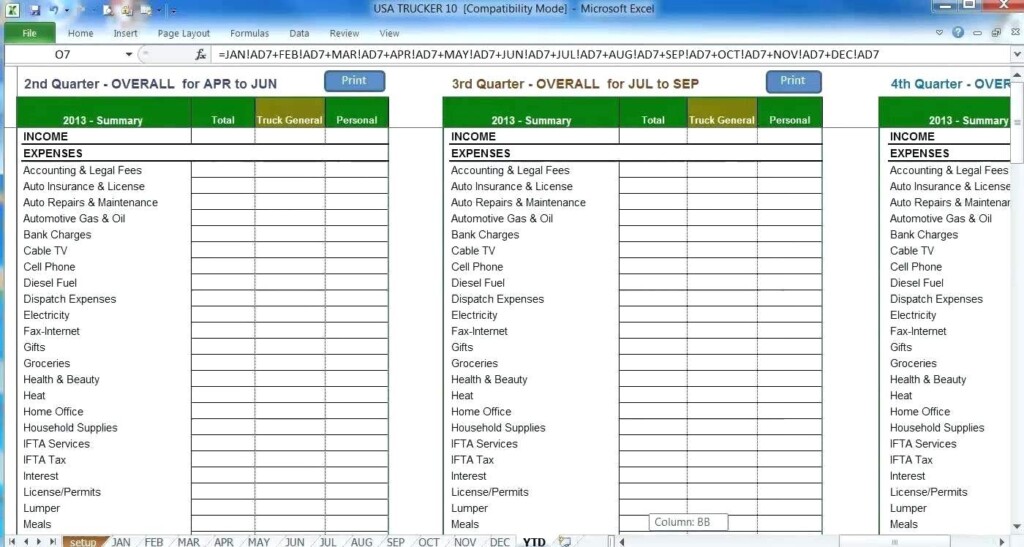Printable Truck Driver Expense Owner Operator Tax Deductions Printable Truck Driver Expense Owner Operator Tax Deductions