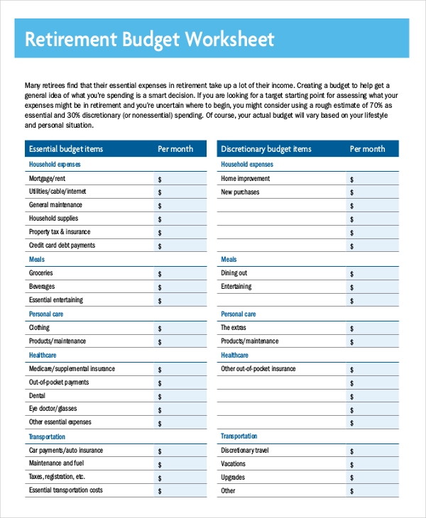 Retirement Planning Worksheet Printable Retirement Planning Worksheet Printable