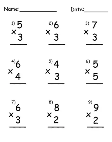 Single Digit Multiplication Printable Worksheets