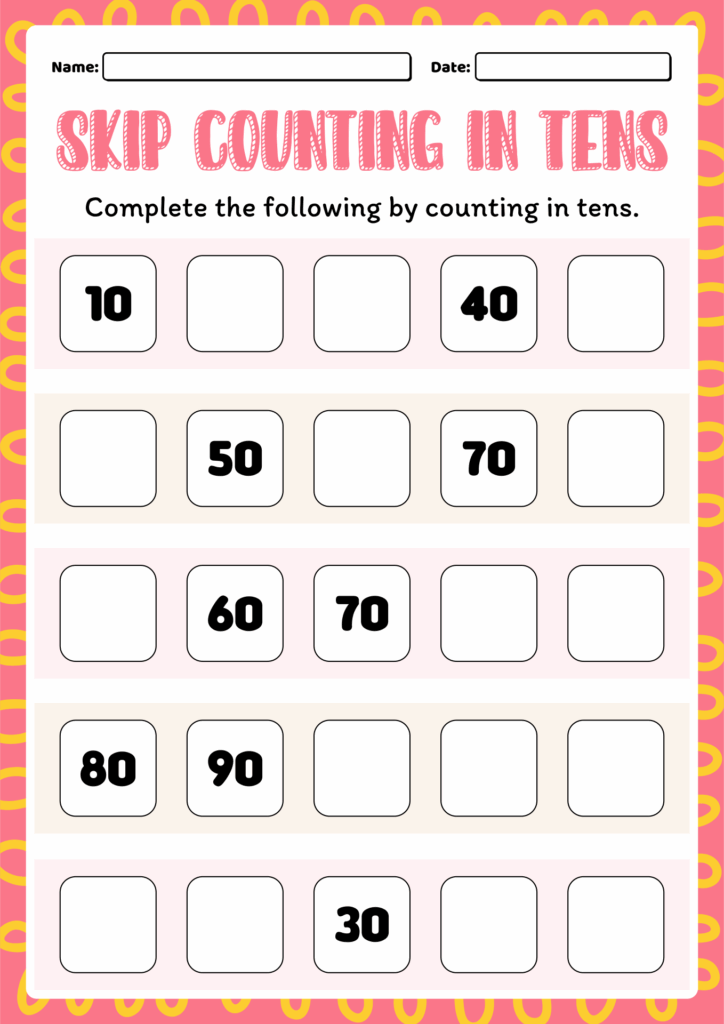 Skip Counting By 10s Worksheets In 2024 Skip Counting Worksheets 