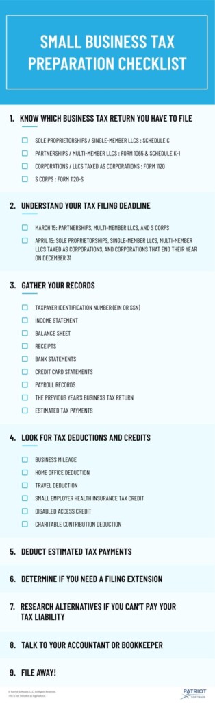 Small Business Tax Preparation Checklist How To Prepare For Tax 