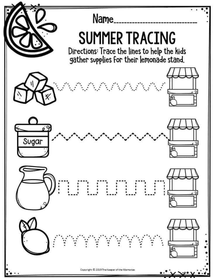 Summer Printable Preschool Worksheets The Keeper Of The Memories