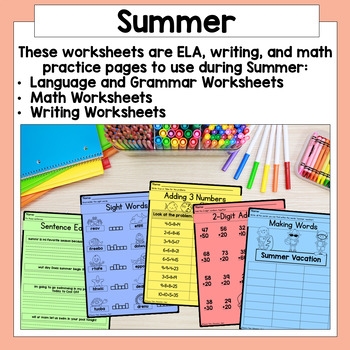 Summer Printable Worksheets By Jessica Tobin Elementary Nest TpT