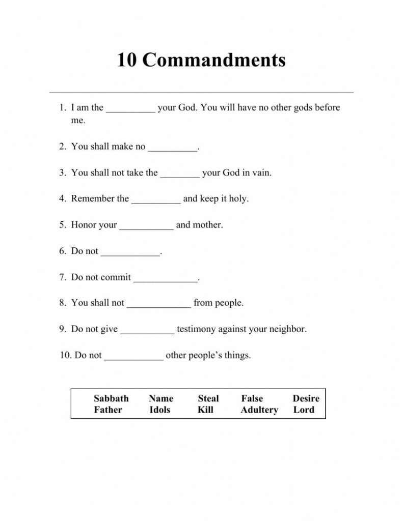 Ten Commandments Worksheet 10 Commandments Ten Commandments Worksheets