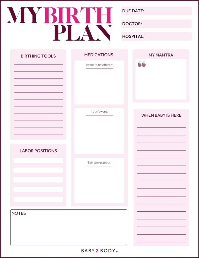 The Ultimate Birth Plan Checklist With Free Printable Template 