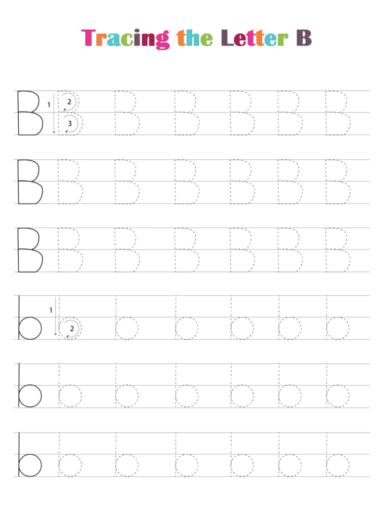 Trace Letter B Worksheets Pre Free Printable Infoupdate