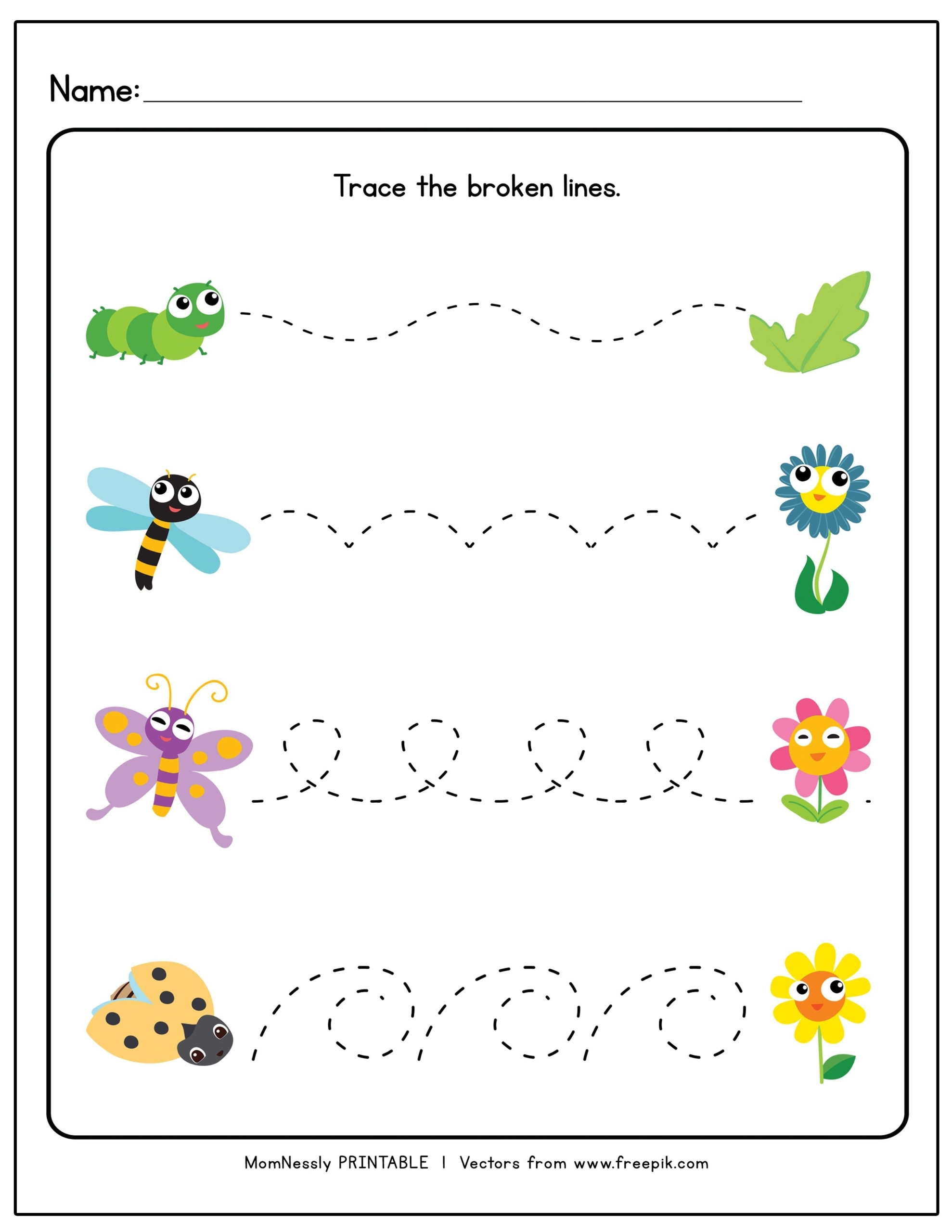 Tracing Horizontal Lines Worksheets For Preschool Name Tracing