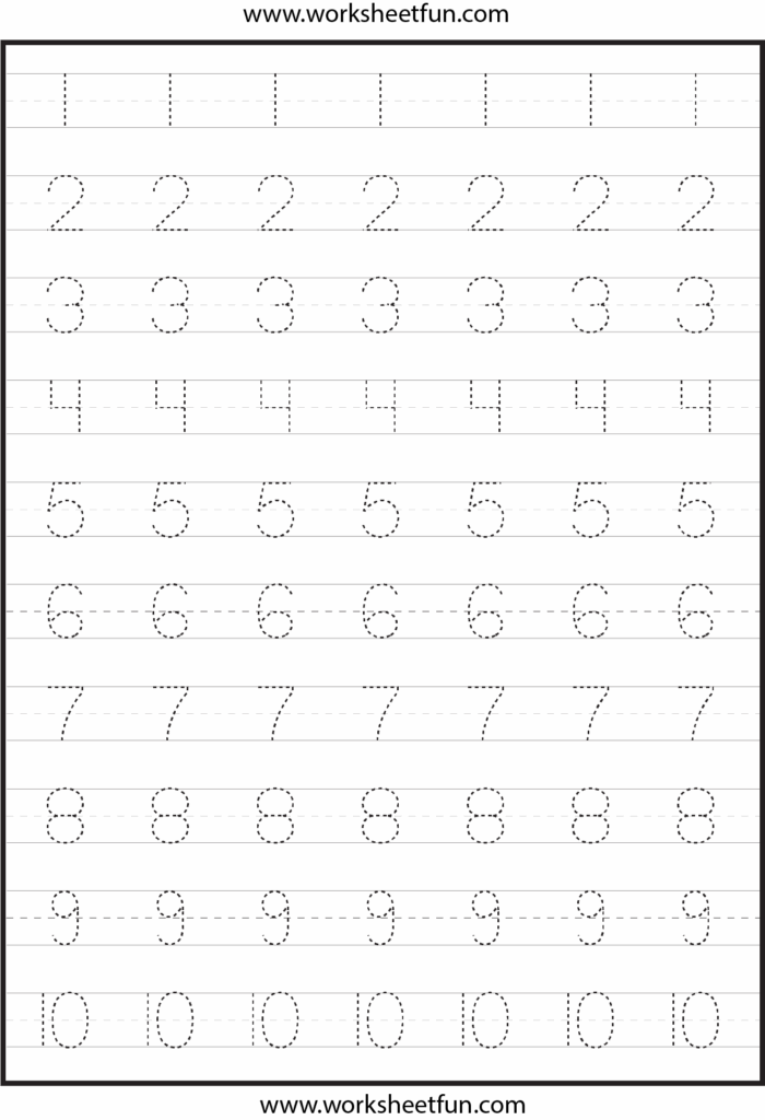 Tracing Numbers Worksheets For Kindergarten Pdf 