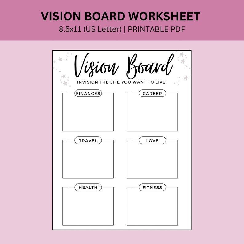 Vision Board Worksheet Printable Goal Setting Worksheet Printable 