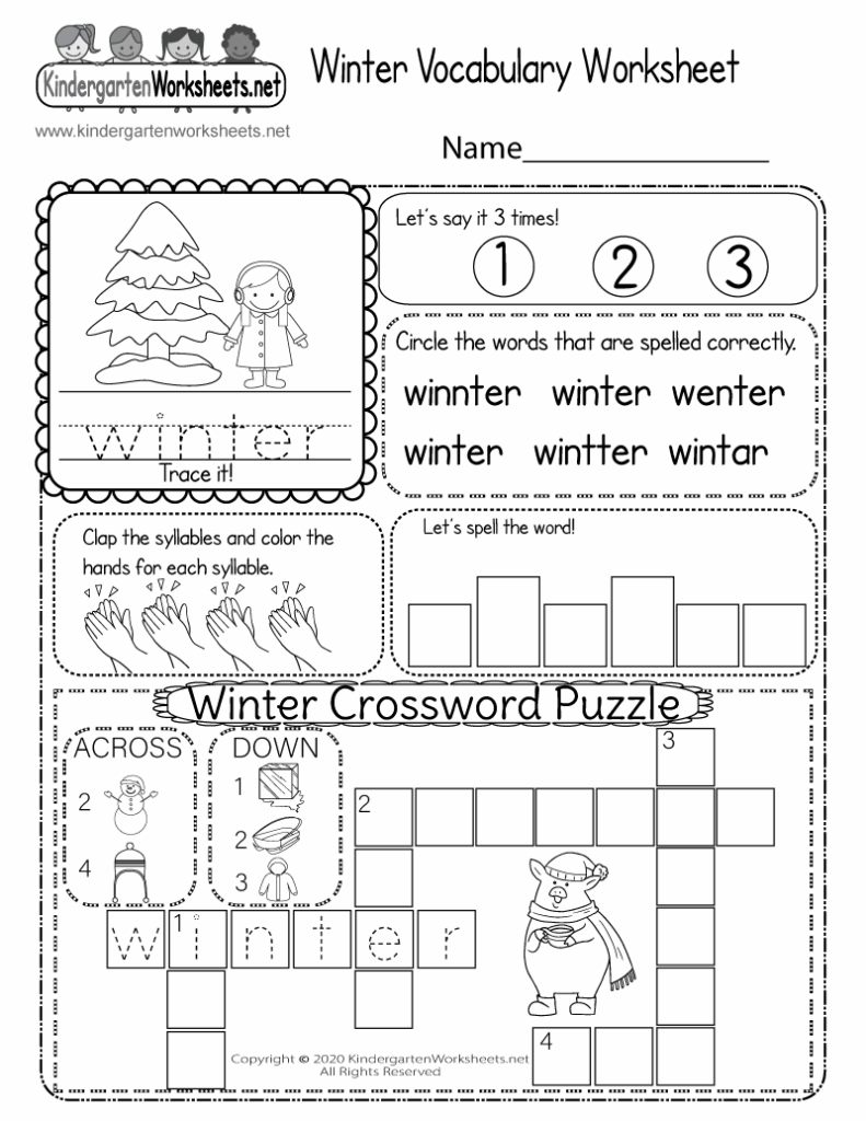 Winter Vocabulary Worksheet Free Printable Digital PDF