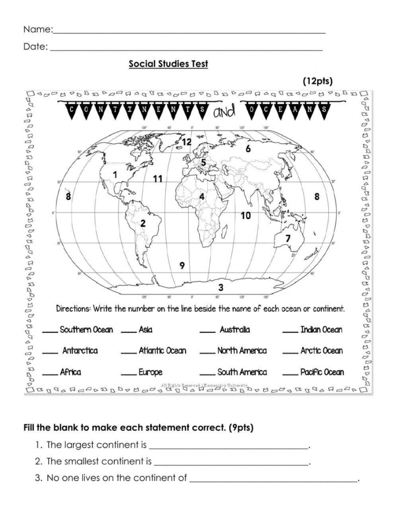 World Continents And Oceans Worksheets Your Home Teacher Worksheets 